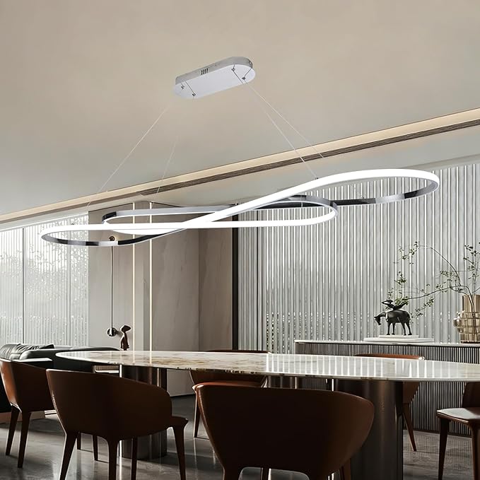 Large Led Chandeliers for Dining Room 59.06in Big Pendant Light for Kitchen Island Dimmable with Remote Ceiling Hanging Pendant Light Height Adjustable for Living Room
