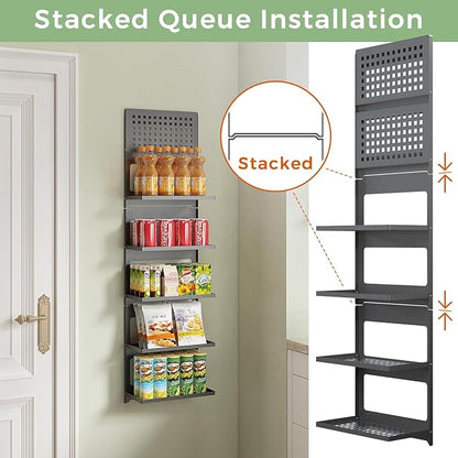 2-Tier Folding Metal Shelf Wall Mounted | Small Foldable Wall Shelf | Dorp Down | Combined Stackable | Double Layer Small Floating Shelf for Laundry Room Bathroom Utility RV | 13.4" (Black)