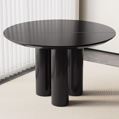 Guyii 46.06" Black Dining Table, Modern Round Kitchen Table, Indoor End Table for Kitchen, Bar, Living Room, Small Space, Easy Assembly, Table Only