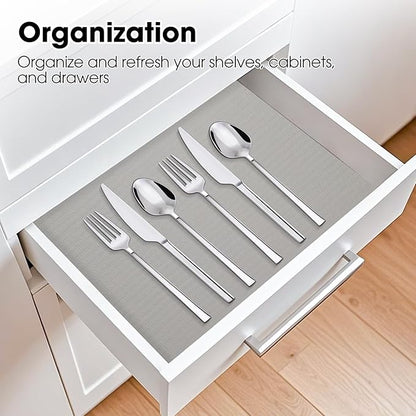 Drawer and Shelf Liner, Non-Slip Kitchen Cabinet Liners Non-Adhesive Thick Strong Grip Waterproof Washable Mats Protect Dresser Shelves Cupboard Bathroom Cabinets, Light Gray, 24 in X 20 FT