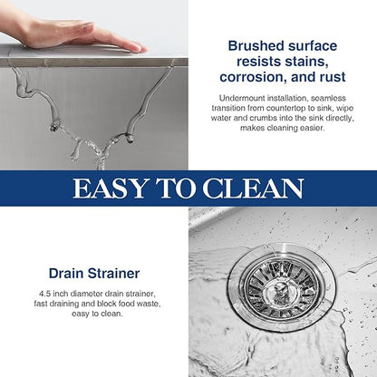 32 inch Kitchen Sink Undermount Stainless Steel Workstation 32x19x10 inch 16 Gauge Under Counter Kitchen Sinks Basin with Accessories Single Bowl Kitchen Sink