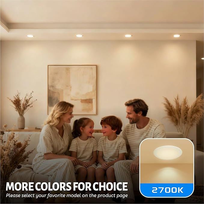 ECOELER 5/6“ LED Disk Light, Dimmable LED Recessed Ceiling Lights, 16.5W 1000Lm, 3000K Warm White, Flush Mount Downlight Suitable for J-Box or Recessed Can, ETL & FCC Listed, 24 Pack
