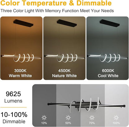 Led Chandelier,Dimmable Modern Led Chandelier for Dining Room Light Fixture with Remote,Led Pendant Light Kitchen Island Lighting Color Changing 3000K-6500K Hanging Ceiling light for Living Room