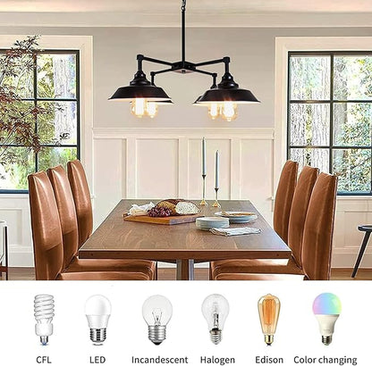 Kitchen Island Light Black Pendant Lighting Fixture 4 Lights, Modern Farmhouse Chandelier Industrial Metal Ceiling Hanging Lamp for Dining Room Hallway Pool Table