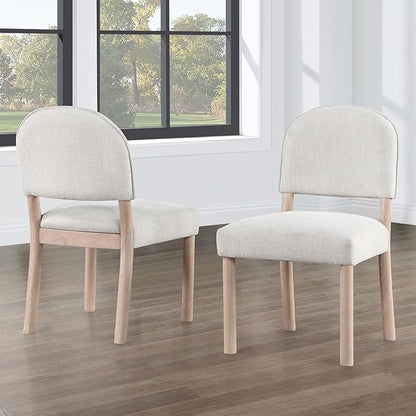 Farmhouse Dining Chairs Set of 2 - Upholstered Mid Century Armless Side Chairs with Back, Durable Polyester Fabric for Kitchen Island, Living Room, Restaurant