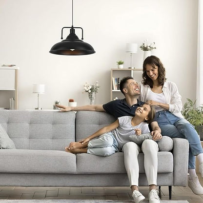 Black Pendant Light, Large Pendant Light 15.7" 1 Pack, Modern Farmhouse Pendant Lighting, Kitchen Pendant Lights, Pendant Lights Kitchen Island for Kitchen, Living Room
