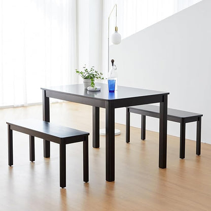 Livinia Cabin 45.3" Wooden Dining Table/Small Rectangular Modern Farmhouse Solid Wood Kitchen Table Desk (Black)