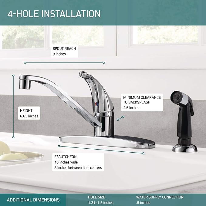 Peerless Single-Handle Kitchen Sink Faucet with Side Sprayer, Chrome P115LF