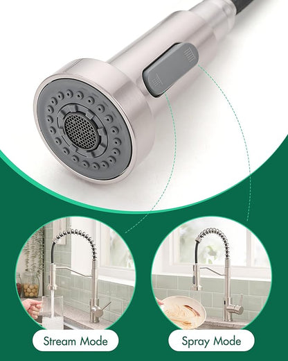 AIMADI Touchless Kitchen Faucet with Pull Down Sprayer,Brushed Nickel Motion Sensor Kitchen Sink Faucet,Smart Hands Free Stainless Steel Spring Faucets for Farmhouse RV Utility Sink,1 or 3 Hole