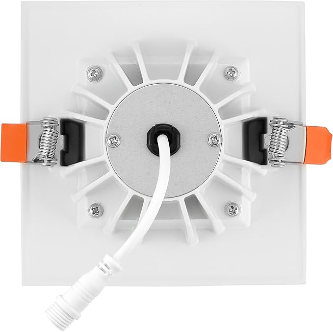 Maxxima 4 in. Ultra-Thin Recessed Anti-Glare LED Downlight, Canless IC Rated, 5 Color Temperature Selectable 2700K/3000K/3500K/4000K/5000K, Dimmable Square White/Black Trim, 90 CRI