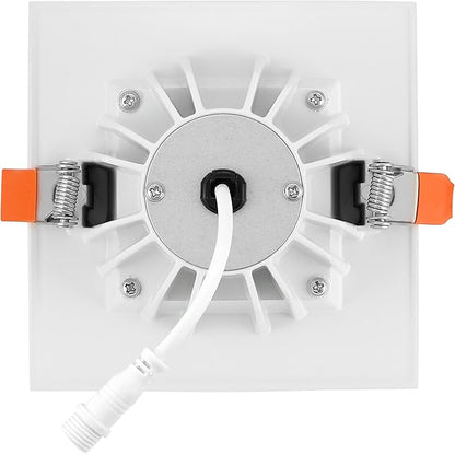 Maxxima 4 in. Ultra-Thin Recessed Anti-Glare LED Downlight, Canless IC Rated, 5 Color Temperature Selectable 2700K/3000K/3500K/4000K/5000K, Dimmable Square White/Black Trim, 90 CRI
