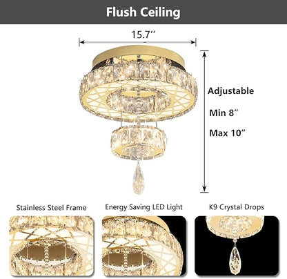 HAIXIANG Chandelier Bedroom LED Light Modern Hallway Ceiling Lighting Fixtures for Kitchen Dining Room Kitchen Remote Dimmable Gold Lights