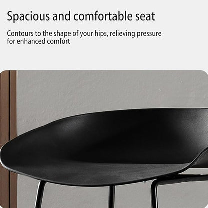 Minimalist Plastic PP Stools Backless with Metal Legs, Kitchen Island Dining Chairs with Comfortable Footrest, Counter Height Stools for Counter,Black-65cm