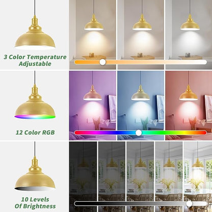 Battery Operated Pendant Lights, 2 Pack Rechargeable Pendant Light with Remote, Gold Pendant Light Fixtures for Kitchen island, Modern Industrial hanging Lights for Dining Room Hallway Bedroom