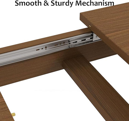 71" to 106" Expandable Dining Table, Modern Large Table for 6-10 People, Space-Saving Extendable Kitchen & Office Table, Warm Oak