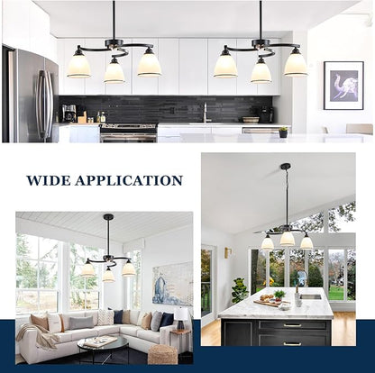 3 Lights Modern Chandelier Light Fixture Matte Black Retractable Round Chandelier Rustic Hanging Lamp Adjustable 59" Max Pendant Ceiling Light for Kitchen Island Dining Room Table Hallway