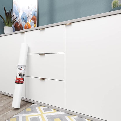 Decotalk 200"x12" Contact Paper White Contact Paper for Cabinets Peel and Stick White Wallpaper for Walls Removable Vinyl Matte White Contact Paper Waterproof Solid White Wallpaper Self Adhesive