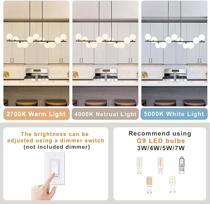 Linear Chandeliers for Dining Room,11 Light Globe Sputnik Chandelier with Milk White Glass 51inch Black Dining Room Light Fixture, Large Modern Chandelier for Kitchen Island