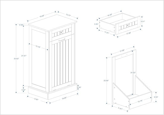 Ball & Cast Tilt-Out Trash Cabinet with One Drawer, Multifunctional White Hidden Garbage Can, Wooden Trash Can for Kitchen, Bathroom and Living Room, White