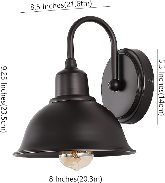 JONATHAN Y 8" Oil Rubbed Bronze Farmhouse Industrial 1-Light LED Vanity Wall Sconce for Bathroom Mirror Kitchen, Metal Shade, Dimmable Vintage Lighting, LED Bulb Included (JYL7481B)