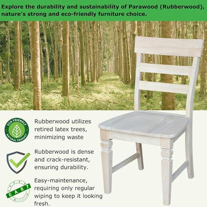 IC International Concepts Java Dining Chair Set of 2, Hardwood, Ready-to-Finish, 36.6"H with 18"H Seats, 19.7"W x 22"D, Ideal for Dining Room Furniture - Unfinished