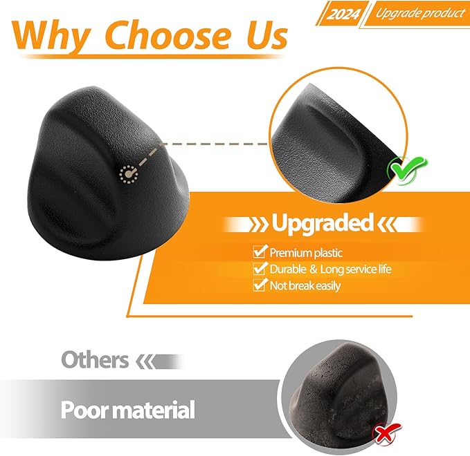 atgestore 2 Pcs Upgraded S99360232 Range Hood Knob Replacement for Broan Range Parts S600348 Black Fan and Light Knobs Broan Range Hood Switch Plastic Control Knobs Nutone Range Vent Hood Knobs