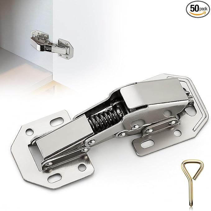 Ravinte 50 Pack Soft Close Hidden Hinges Surface Mount Kitchen Cabinet Hinges, No Pre-drilled Heavy Duty for Kitchen Cabinet Cupboard Door