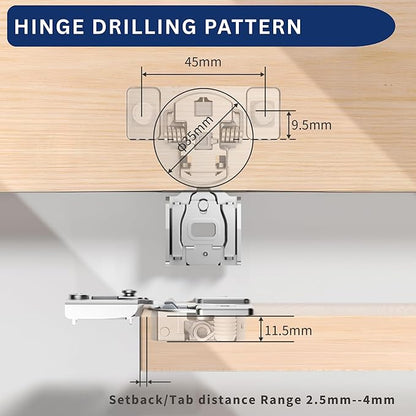 Burks Hinges 10 Pack 1/2'' Overlay Soft Close Hinges for Kitchen Cabinets - Stainless Steel, Anti-Rust, Self Closing Concealed Hinges, Installation Instruction and Screws Included