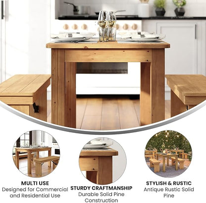 Flash Furniture HERCULES 46" x 30" Rectangular Light Natural Solid Pine Farm Dining Table