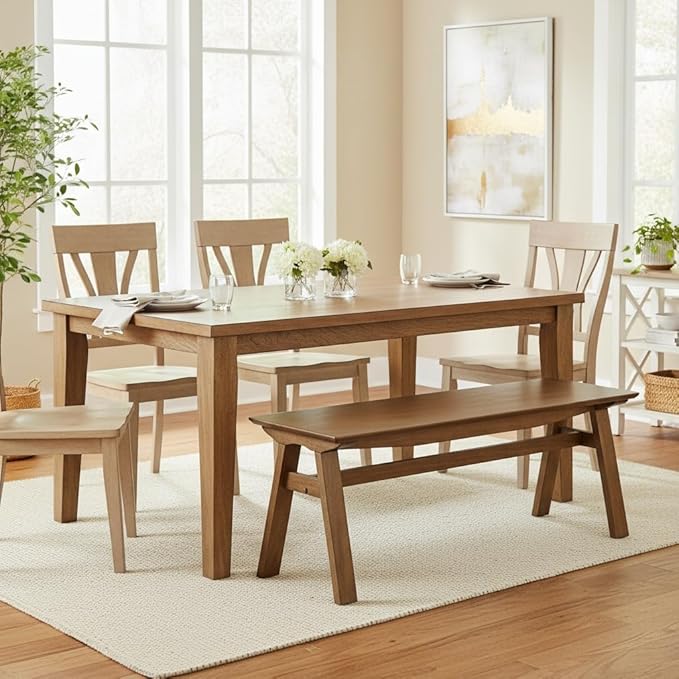 LukeAlon Solid Wood Dining Chairs, Rustic Farmhouse Kitchen Chairs 18" Seat Height, Heavy Duty Log Legs, Natural Wood Stools for Table, Hallway Kitchen Living Room, Walnut
