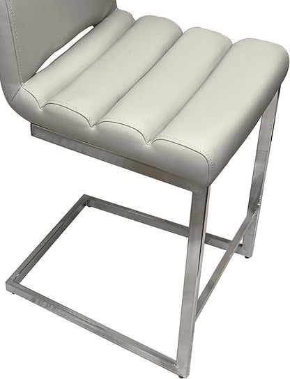 Sunset Trading Delta 24" Upholstered Barstools | Set of 2 Counter Height Stools | S-Shaped Chrome Cantilever Base | Light Gray Padded Upholstery | Dining Room, Home Bar, Pub, Kitchen Island Seating