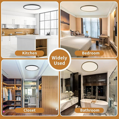 6-Pack 12Inch LED Ceiling Lights Flush Mount Black 3200LM, Dimmable Ceiling Light Fixtures, 3000K 4500K 6000K CCT, 24W Super Slim Low Profile Modern Ceiling Light for Bedroom Bathroom Hallway Kitchen