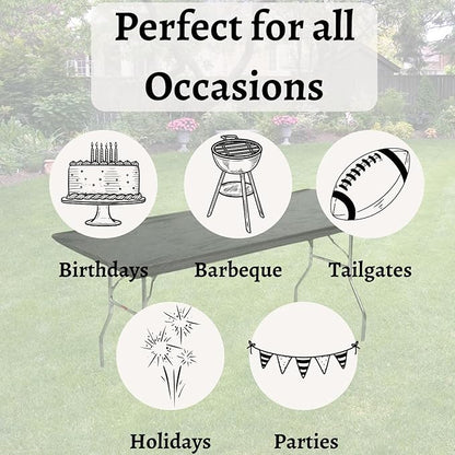 Kwik-Covers 8' Rectangular Plastic Table Covers 30" x 96" (8 Feet), (10 Pack, Black)