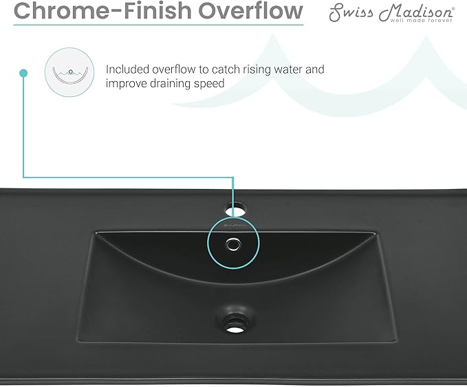 36" Ceramic Vanity Top with Single Faucet Hole in Matte Black