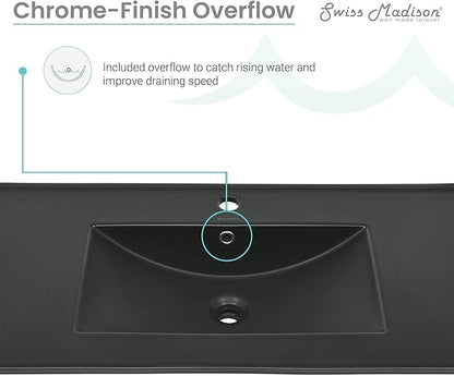 36" Ceramic Vanity Top with Single Faucet Hole in Matte Black