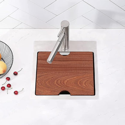 Friho Drop In Bar Sink, 15 x 15 Inch Wet Bar Sink 16 Gauge Stainless Steel 9 Inch Deep Single Bowl Outdoor Rv Sink with Dish Grid and Cutting Board