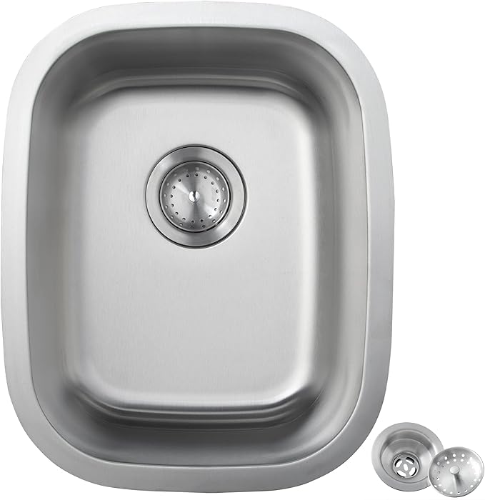 Bar Sink, 14" x 18" Undermount Kitchen Sink, T-304S Stainless Steel RV Kitchen Sinks, Small Kitchen Sinks With Sink Drain Strainer, Use at RV, Bar,Outdoor, Laundry and Utility,Bathroom