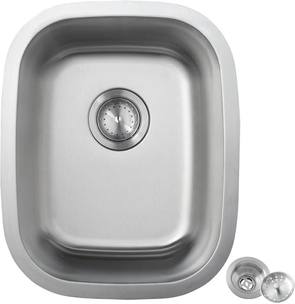 Bar Sink, 14" x 18" Undermount Kitchen Sink, T-304S Stainless Steel RV Kitchen Sinks, Small Kitchen Sinks With Sink Drain Strainer, Use at RV, Bar,Outdoor, Laundry and Utility,Bathroom