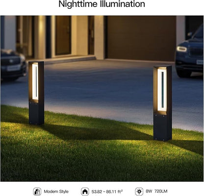 MVBT Outdoor Path Light, 31.5" Pathway Walkway Lights Waterproof Yard Landscape LED Bollard Lighting Lawn Lamp Garden Sidewalk Patio Backyard Ground Bright 3000K Lantern for Outside High Voltage Wired