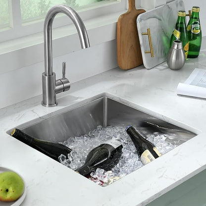 PEPO 18×18 Inch Undermount Kitchen Sink 16 Gauge Stainless Steel Bar Prep Sink Single Bowl with Drain Accessories for Small Kitchen, Wet Bar RV