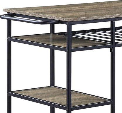 GOWE Lona Rustic Oak & Black Finish Kitchen Island