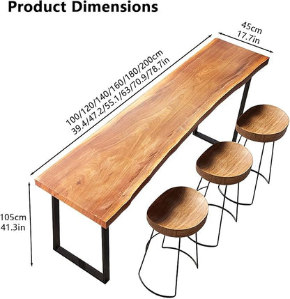 Multi-Functional Bar Height Table, Rectangular Counter Height Dining Desk, Solid Wood Bistro Table for Kitchen Island, Home Office, Window, Restaurant & Cafe