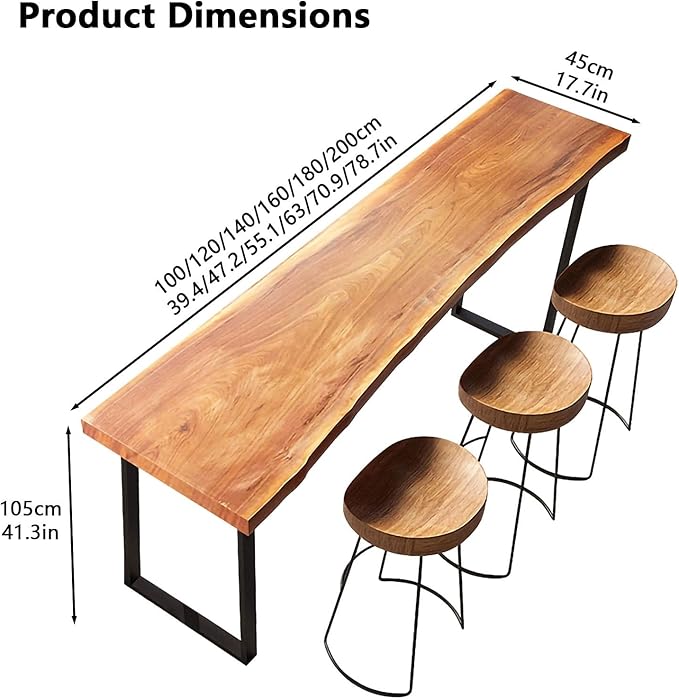 Multi-Functional Bar Height Table, Rectangular Counter Height Dining Desk, Solid Wood Bistro Table for Kitchen Island, Home Office, Window, Restaurant & Cafe