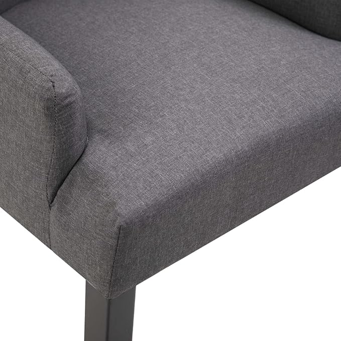 Dining Chairs with Armrests 2 pcs Dark Gray Fabric Upholstered Oak Wood Frame Modern Farmhouse Kitchen Furniture for Dining Room Living Room