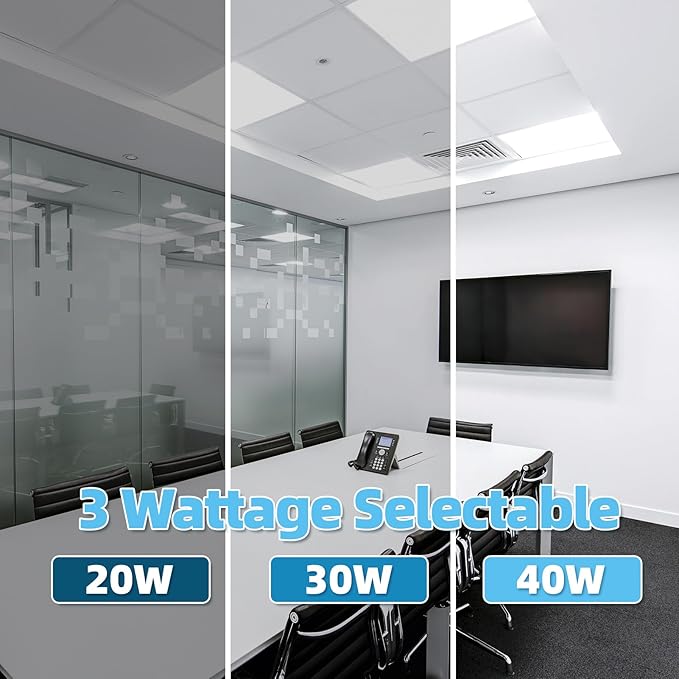 Art3d 2x4 FT LED Flat Panel Light, UL&ETL Listed, 3CCT Selectable Color Temperature 3000K/4000K/5000K, 0-10V Dimmable 5500LM Flush Mount Ceiling Light, 30W/40W/50W Drop Ceiling Light, 2 Pack