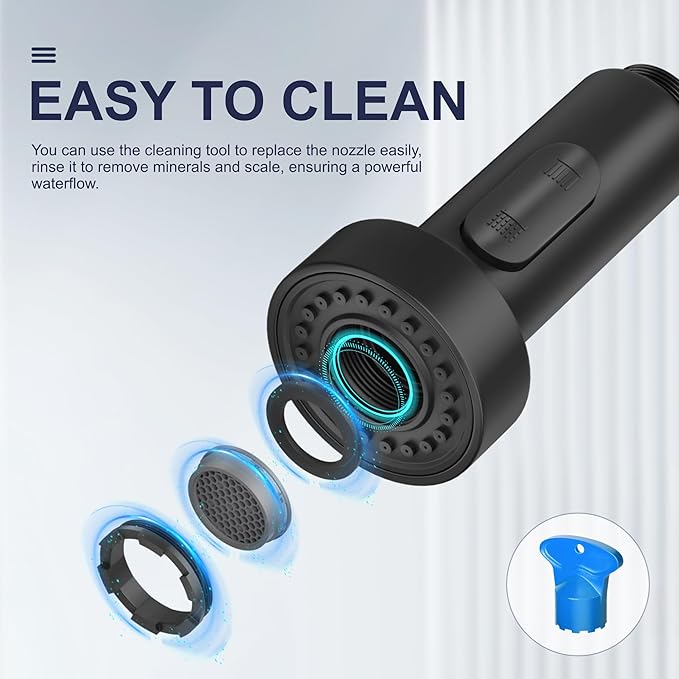 Black Kitchen Faucet with Pull Down Sprayer, High Arc Spring 304 Stainless Steel Commercial Kitchen Sink Faucet,1 or 3 Hole Installation for Farmhouse, RV Camper, Laundry & Utility Sink