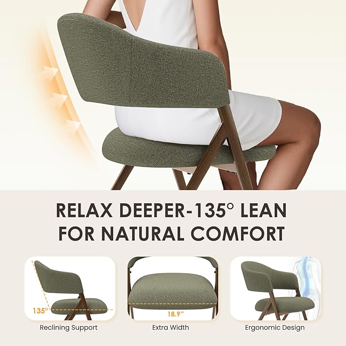 COLAMY Dining Chairs Set of 6, Modern Fabric Upholstered Dining Room Kitchen Side Chairs with Iron Legs, Open Back and Padded Seat, for Living Room/Restaurant/Cafe, Green
