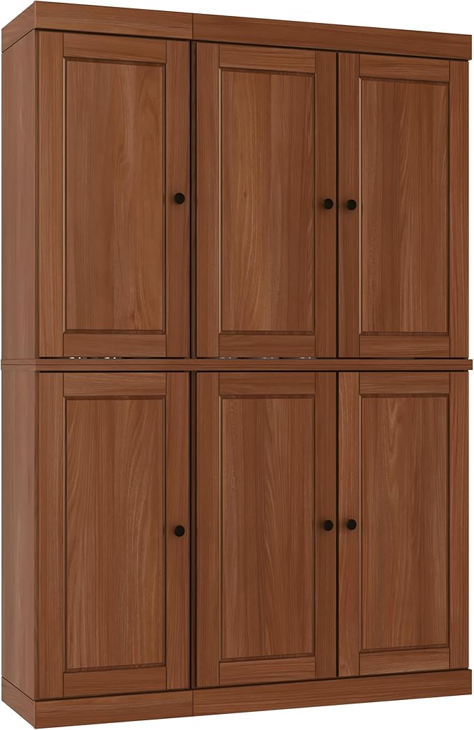 Palace Imports Solid Wood Kitchen Pantry Cabinet - 71.5" Tall x 48.5" Wide - Freestanding Storage Pantry w/ 2-Drawer Kit & Adjustable Shelves - Mocha, Renewable Eco-Friendly 100% Wood, Made in Brazil
