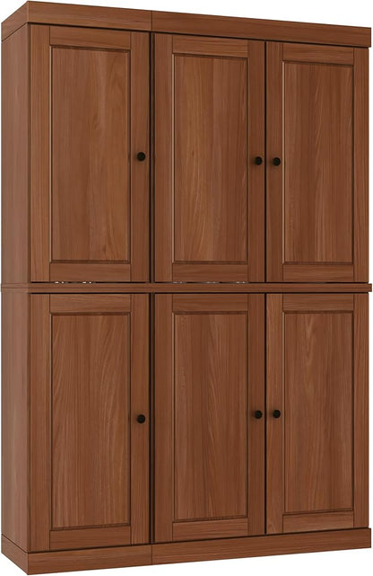 Palace Imports Solid Wood Kitchen Pantry Cabinet - 71.5" Tall x 48.5" Wide - Freestanding Storage Pantry w/ 2-Drawer Kit & Adjustable Shelves - Mocha, Renewable Eco-Friendly 100% Wood, Made in Brazil