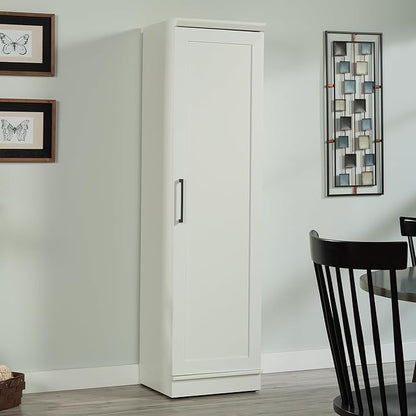 Sauder HomePlus Narrow Pantry Storage Cabinet Slim Single Door with Adjustable Shelves, Kitchen Storage Cabinet, in Soft White